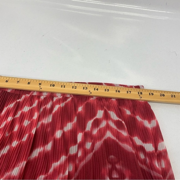 Chicos 3 Maxi Skirt US 16/18 Pull On  Pleated Cherry Red Print  Lined Boho Flowy - Picture 13 of 13